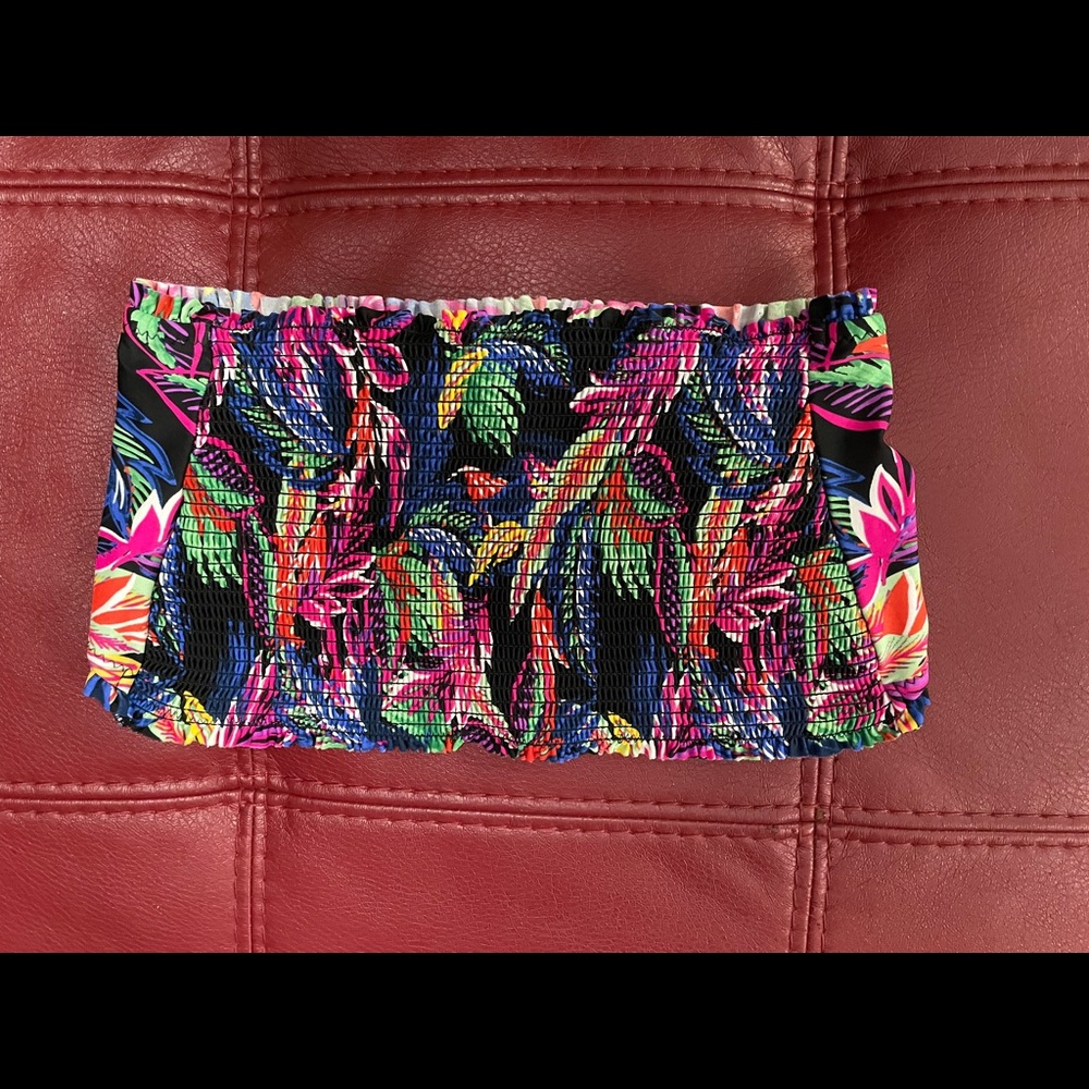 Shade & Shore Bright Floral Bikini Tube Top SZ Medium